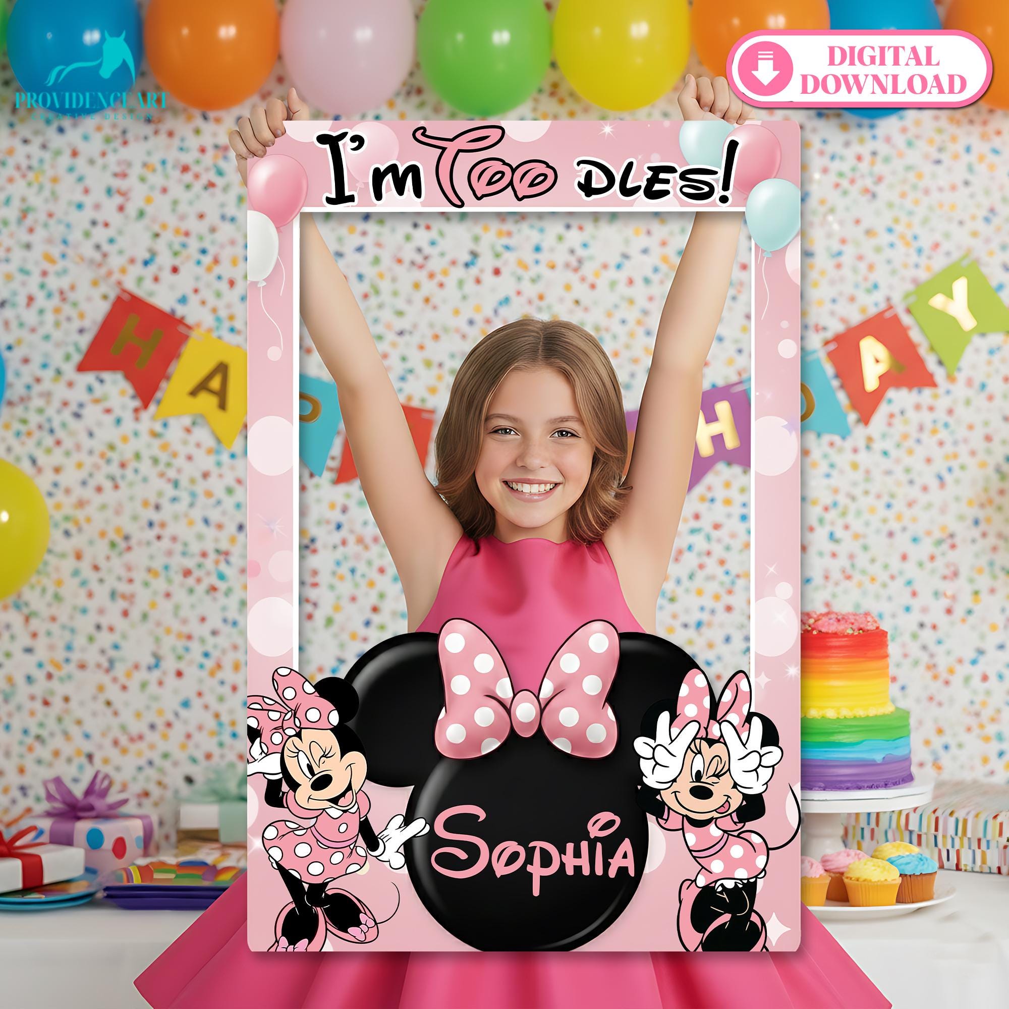 Personalized Minnie Mouse Photo Booth Frame, Pink Birthday Party Prop ...