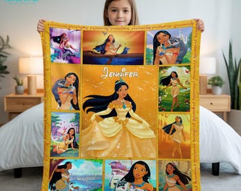 Personalized Pocahontas Fleece Blanket: Custom Name Princess Gift