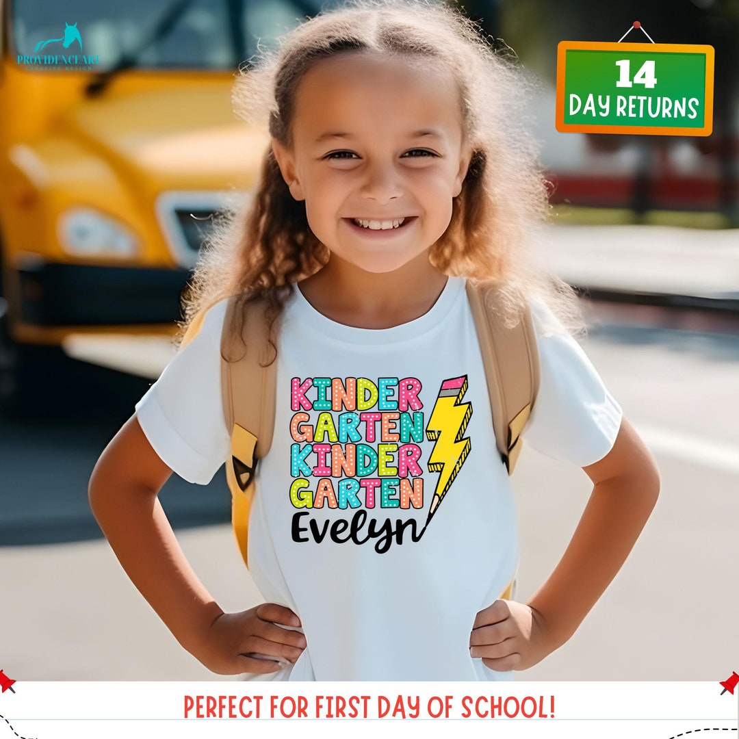 Custom First Day of Kindergarten Shirt Girl, Back to School Tees for ...