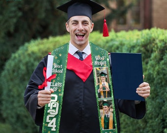 Class Of 2024 Graduation Stole Customized Photo Gift Idea for Him, Personalized College Graduation Sash for Boyfriend