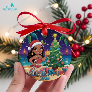Moana Christmas Ornament for Girls, Personalized Disney Princess Christmas Tree Decoration, Custom Name Holiday Keepsake Gift