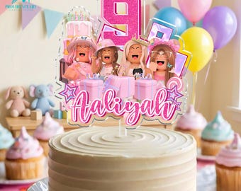 Décoration de gâteau personnalisée pour fille gaming : décoration de fête d'anniversaire Roblox