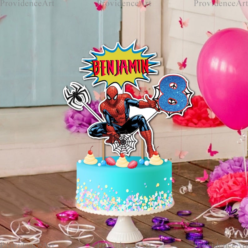 Printable Spiderman Cake Topper Spiderman Birthday Party Cake Etsy