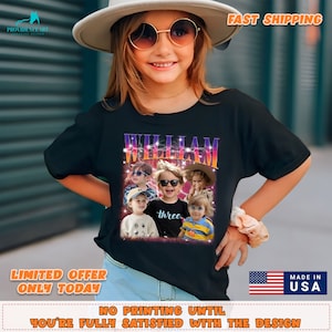 Custom bootleg kinder-T-shirt, gepersonaliseerde T-shirts kinderfoto, verjaardagsfoto shirt kinderen, cadeau voor kinderen jongen