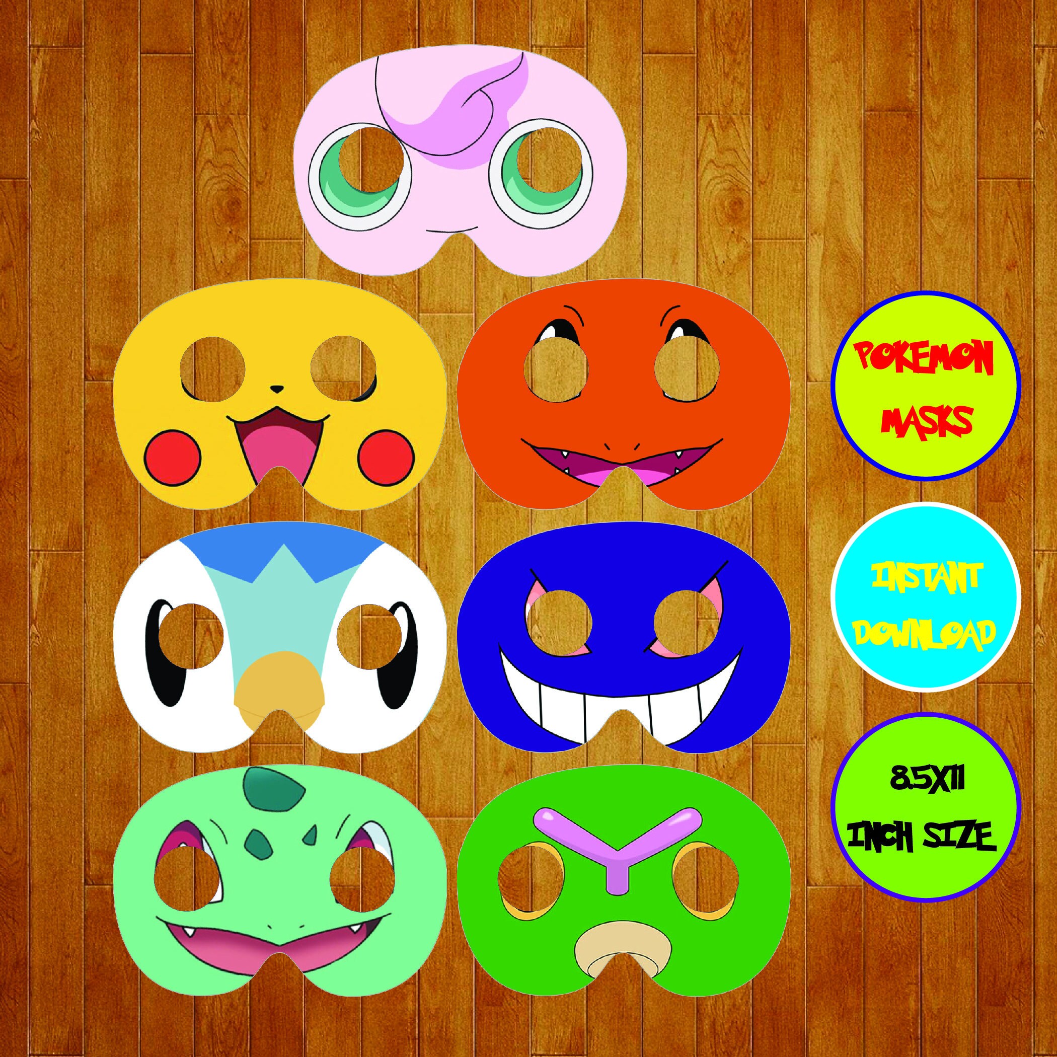 Instant Download Pokemon masks Pokemon Birthday Pokemon Etsy