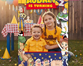 トイストーリーフォトブースフレーム、子供の誕生日パーティー用印刷可能なフレーム