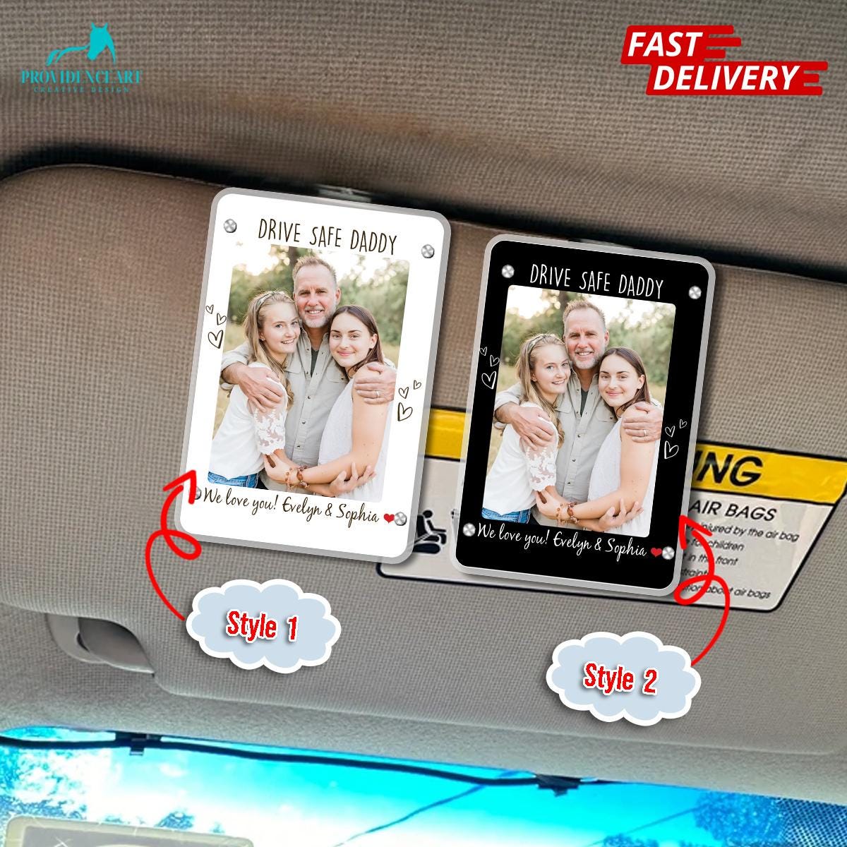 Personalized Photo Car Visor Clip, Acrylic Sun Visor Picture Clip, Fathers Day Gift For Dad, Dad Gifts From Kids, Husband Gift, Drive Safe