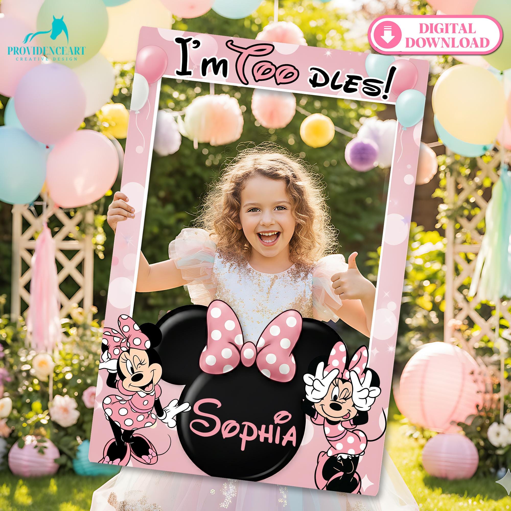 Personalized Minnie Mouse Photo Booth Frame, Pink Birthday Party Prop ...