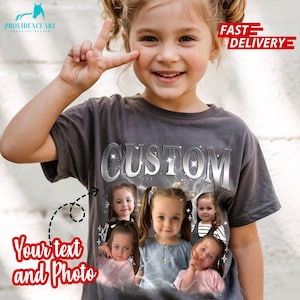 Custom Kids Shirt With Photo, Customized Photo Vintage Graphic 90s Tshirt, Gift for Kids