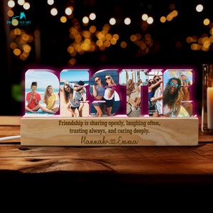 Personalized Bestie Photo Collage Night Light, Custom Bestie BFF Gift, Best Friend Birthday Lamp, Friendship Gift for Bestie
