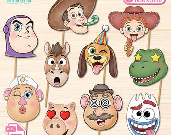Toy Story Photo Props, Kids Birthday Printable Party Booth Decorations