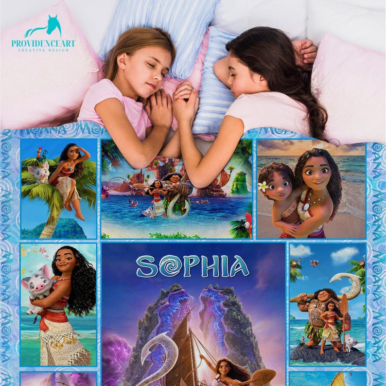 Personalized Moana Blanket for Girls, Custom Name Princess Blanket, Moana Birthday or Christmas Gift, Fleece Blanket for Bedroom