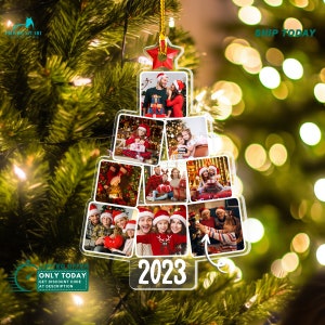 Foto Stammbaum Weihnachten 2023 Ornament, Foto Weihnachtsbaum Form Ornament, Benutzerdefiniertes Foto Ornament Geschenk für Familienmitglieder