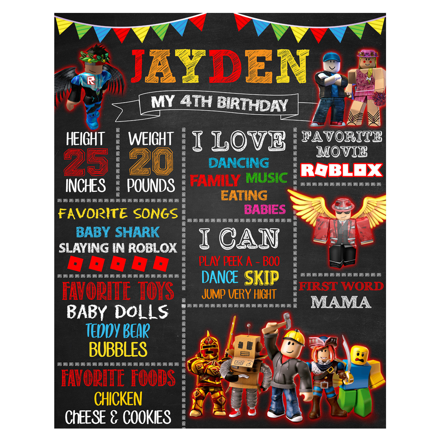 Personalized African Roblox Poster African Roblox digital chalkboard