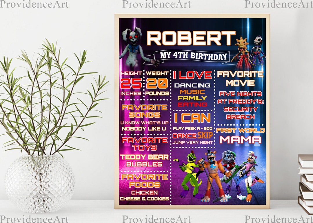 Five Nights at Freddys Security Breech Birthday Chalkboard Etsy