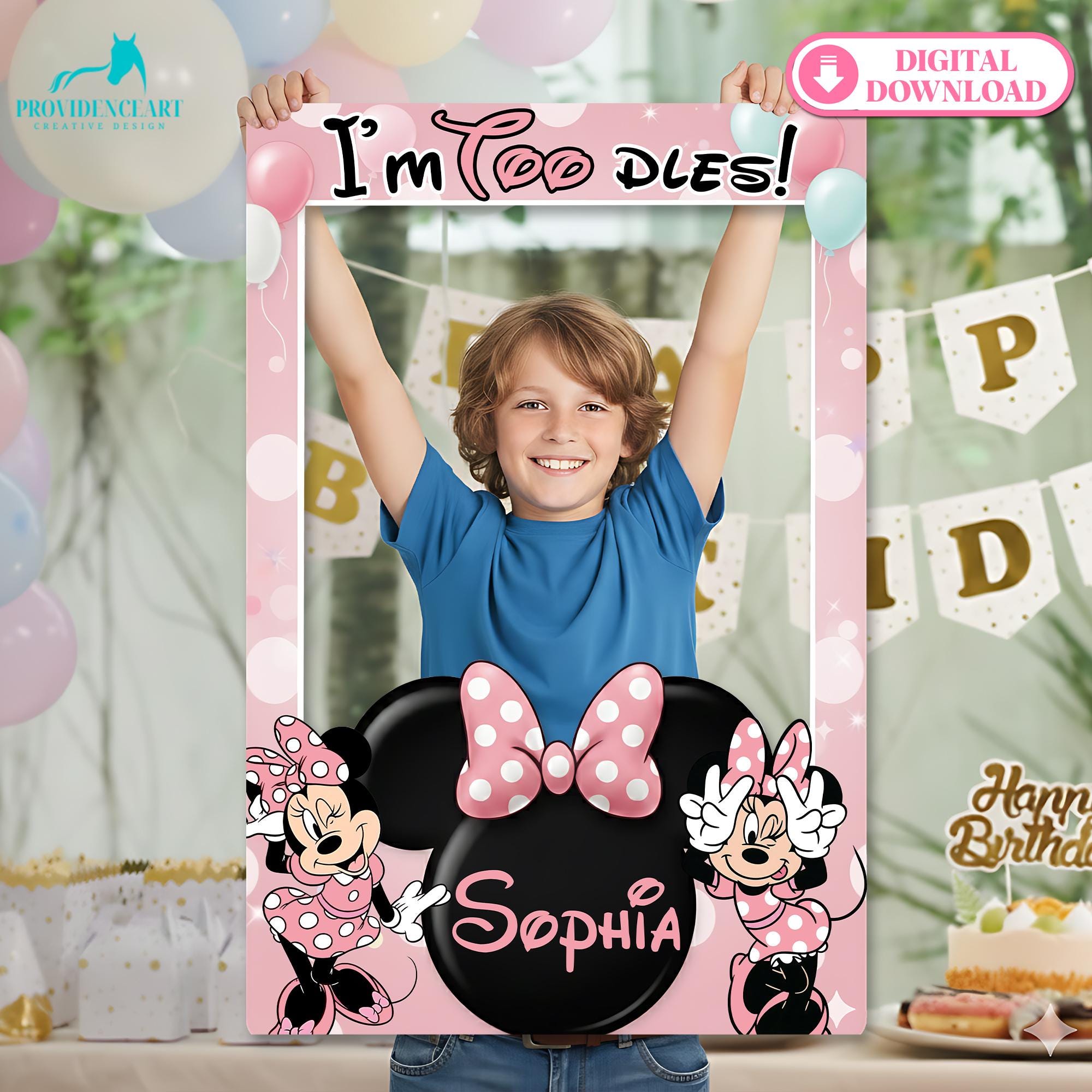 Personalized Minnie Mouse Photo Booth Frame, Pink Birthday Party Prop ...