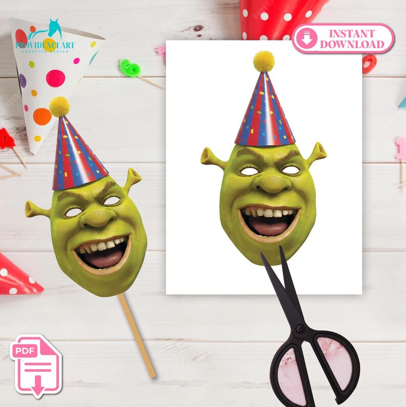 Shrek Photo Props, Printable Party Mask Set, Instant Digital Download ...