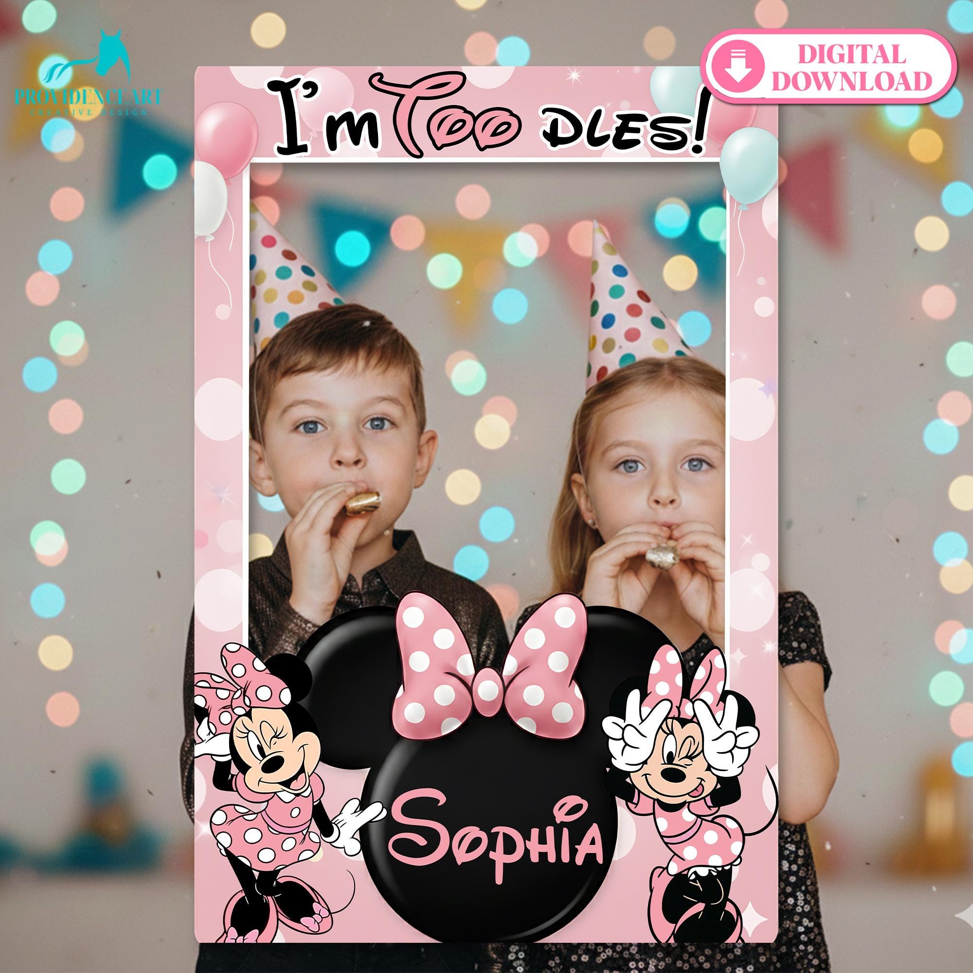 Personalized Minnie Mouse Photo Booth Frame, Pink Birthday Party Prop ...
