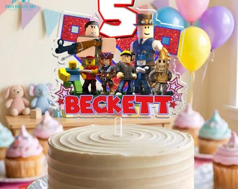 Personalized Roblox Cake Topper: Video Game Birthday Party Decor