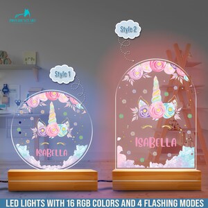 Personalized Rainbow Unicorn Night Light for Kids, Customized Name Night Light for Baby, Funny Birthday Gift for Boy or Girl