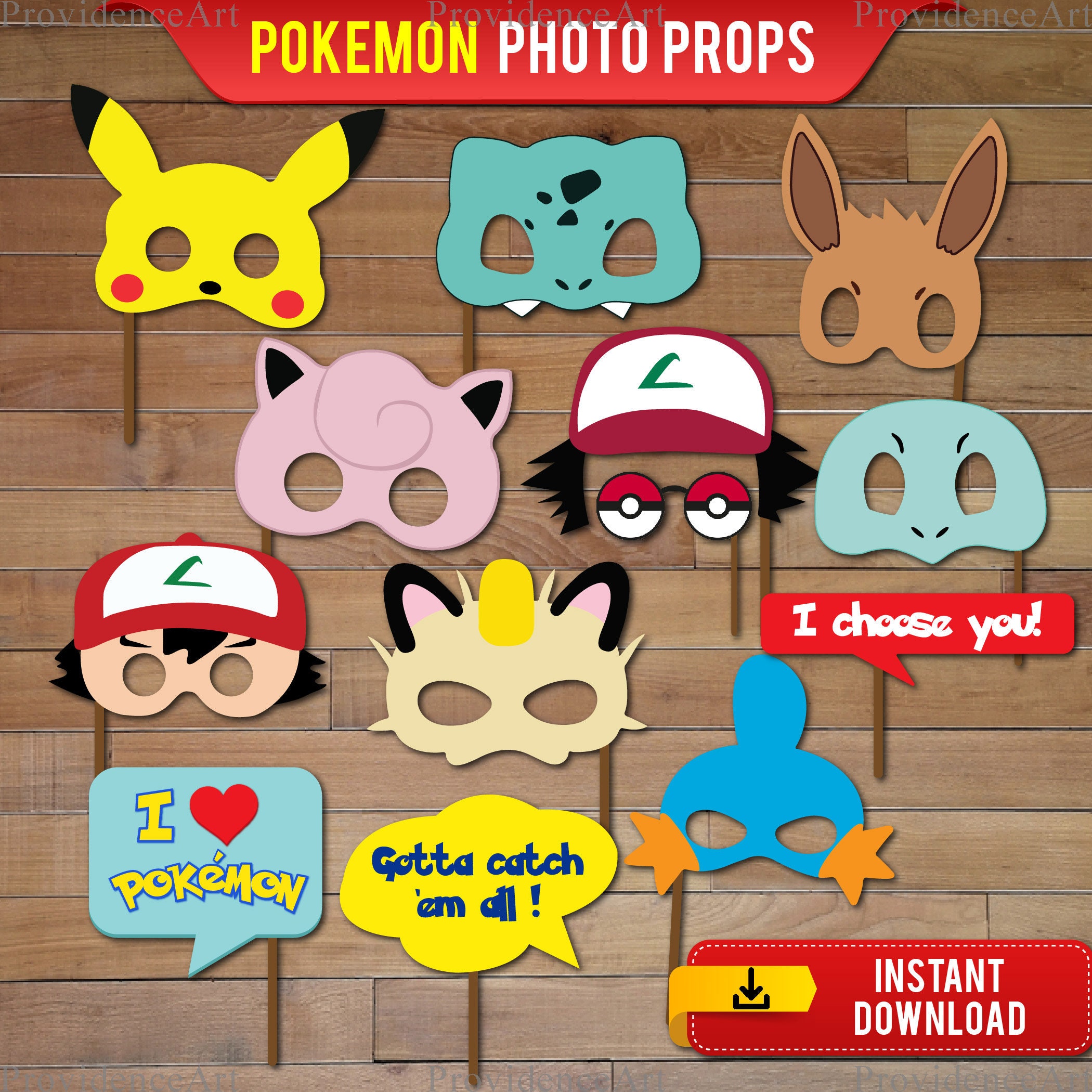 Pokemon Photo Booth Props Pokemon Photobooth Props Pokemon Etsy