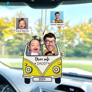 Personalized Photo Car Ornament: Drive Safe Daddy Acrylic Hanger