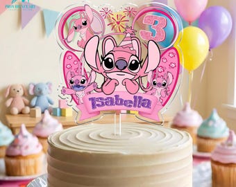 Personalized Stitch Angel Cake Topper: Birthday Party Decoration for Girls
