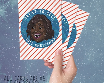 TREAT YO SELF Donna Meagle Christmas Card - Parks and Recreation (treat yourself)