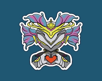 Warframe-Inspired Yareli Prime Heart Hands, Water-resistant Die Cut Sticker