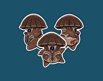 Warframe-Inspired Sprodling Nokko Mushrooms, Water-resistant Die Cut Sticker