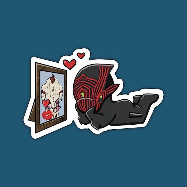 Adesivo fustellato resistente all'acqua, ispirato a Warframe, Stalker e Jade Love, San Valentino