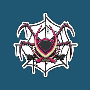 Warframe-inspirerat Oraxia spindelnät, vattentåligt, stansat klistermärke