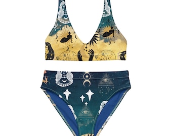 Spirtiual Moon Magic Eco-Friendly Swim Recycled fabric high-waisted bikini Recycled high-waisted bikini