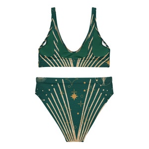 Celestial Star Spritiual Swim Eco-Friendly Recycled high-waisted bikini winter green