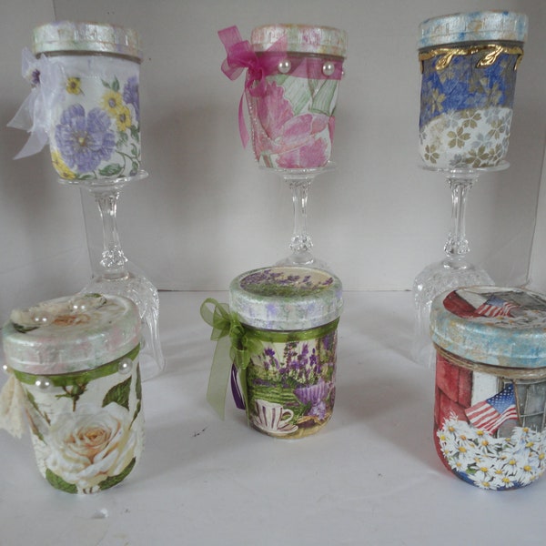 Decoupage Ball Canning Jars Half-Pint with Screw-On Lids MOther's Day Gifts
