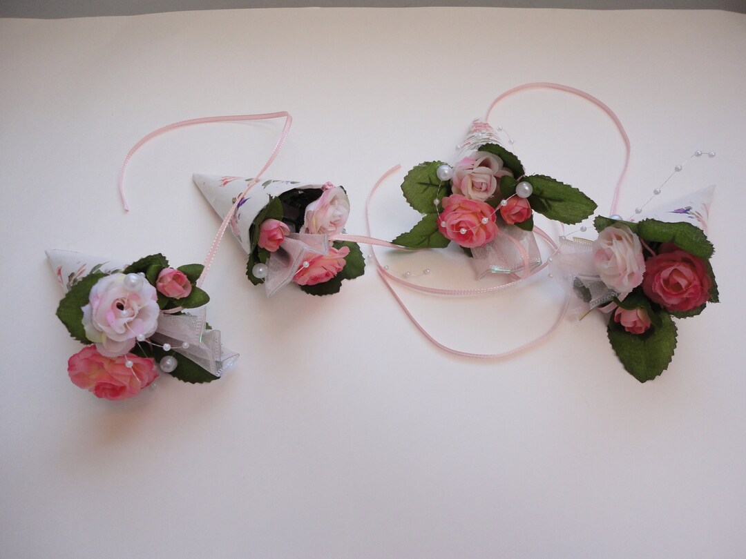 Set of 4 Floral Cones, Present Toppers, Gift Embellishment Etsy