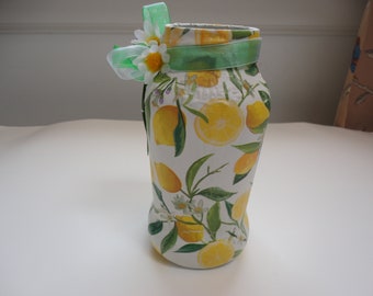 Decoupage Upcycled Jar, Lemons