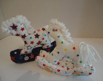 Small Fabric Rocking Horse, Hearts or Stars