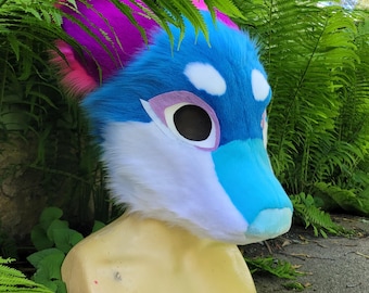 Nebula Wolf Fursuit Furry Economy Mask Half-Head Cosplay Canine Costume