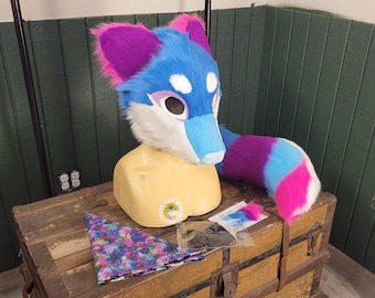 Nebula Wolf Fursuit Pelzmaske Halbkopf Cosplay Hundekostüm