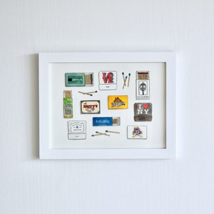Op maat gemaakte handgeschilderde aquarelillustraties lucifersboek