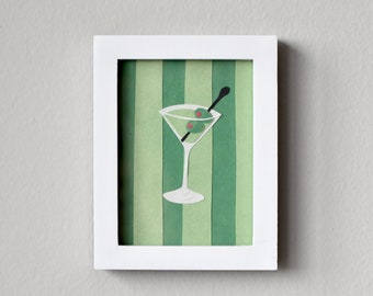 Martini Cut Paper Art | Handmade to Order