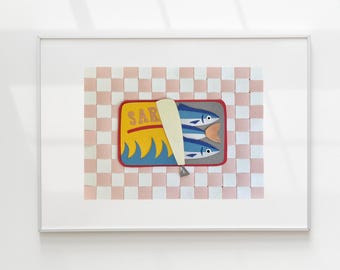 Sardine Tin Cut Paper Art | Handmade to Order