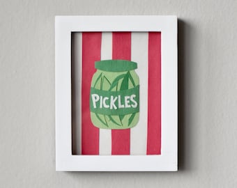 Jar of Pickles Cut Paper Art | Handmade to Order