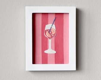 Aperol Spritz Cocktail Paper Art | Handmade to Order