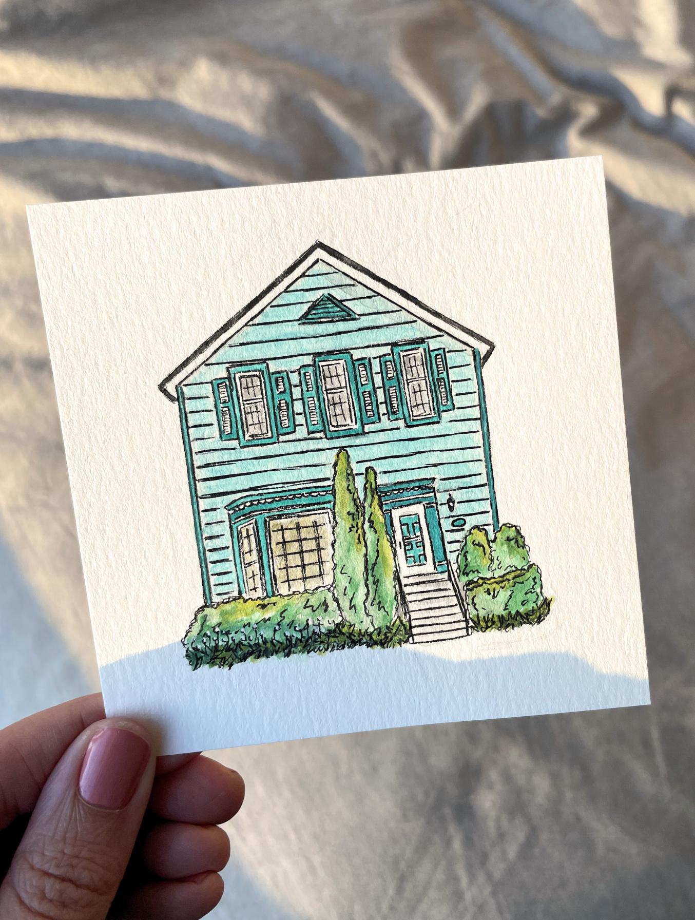 Custom Watercolor House Portrait Painting | Personalized Home Art ...