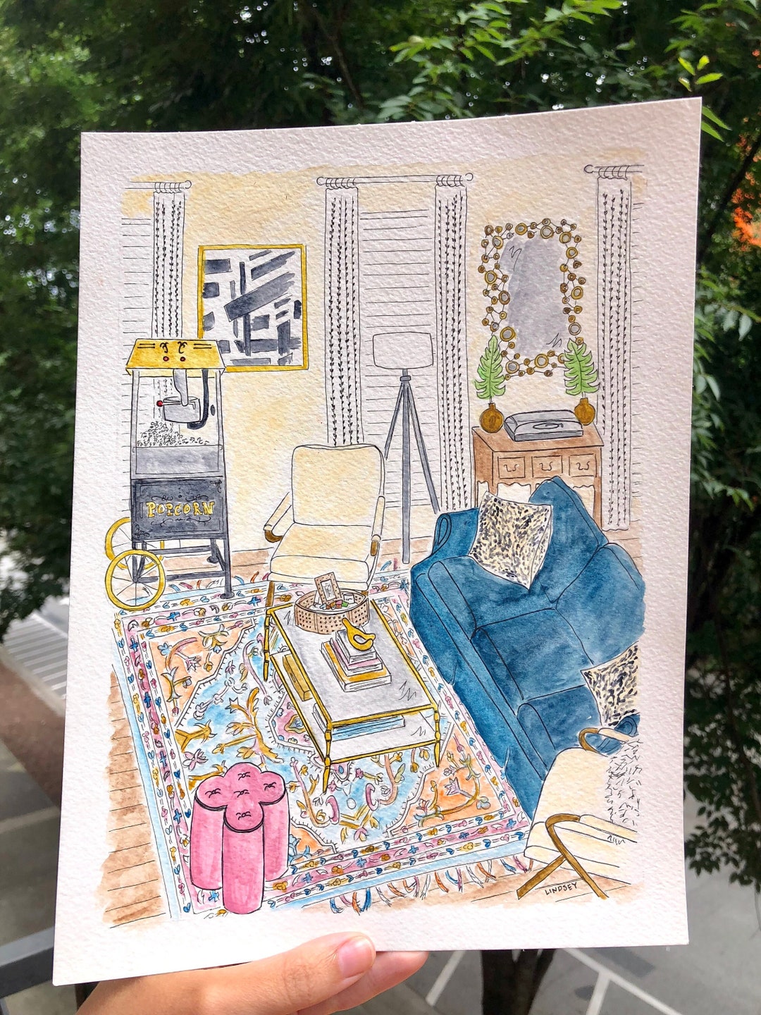 Custom Interiors Watercolor Illustration - Etsy