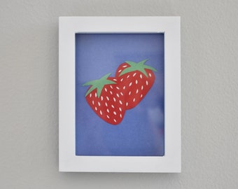 Strawberries Cut Paper Art | Handmade to Order