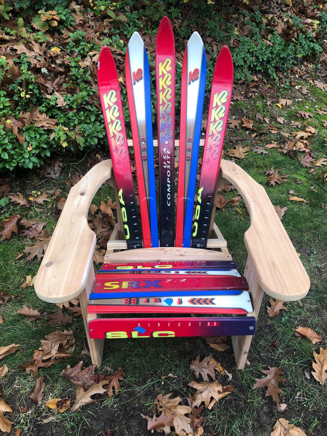 Adirondack Chair made with reclaimed snow skis Etsy