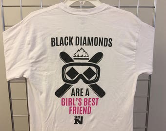 Black Diamonds Skiing T-Shirt, 100% Cotton Long Sleeve